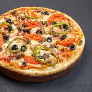 Pizza side view